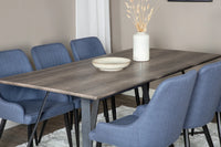 Spisestol Plaza & Marina 2-pakk – blå + rektangulært spisebord 180 x 90 – natur