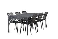 Spisegruppe Borneo & Peking rektangulær 200 × 100 + 2-pakk spisestol – svart