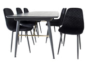 Spisebord Gold & Polar rektangulært 180 x 85 + spisestol 2-pakk – svart