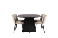 Spisestol Limhamn & Bootcut 2-pakk beige + Spisebord ovalt 230 x 115 – svart