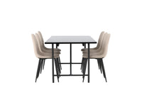 Spisegruppe Astrid & Polar 200 x 90 med 2-pakk spisestoler – svart og beige