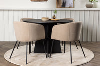Spisegruppe Berit & Bootcut + Rundt ⌀110 – beige og svart