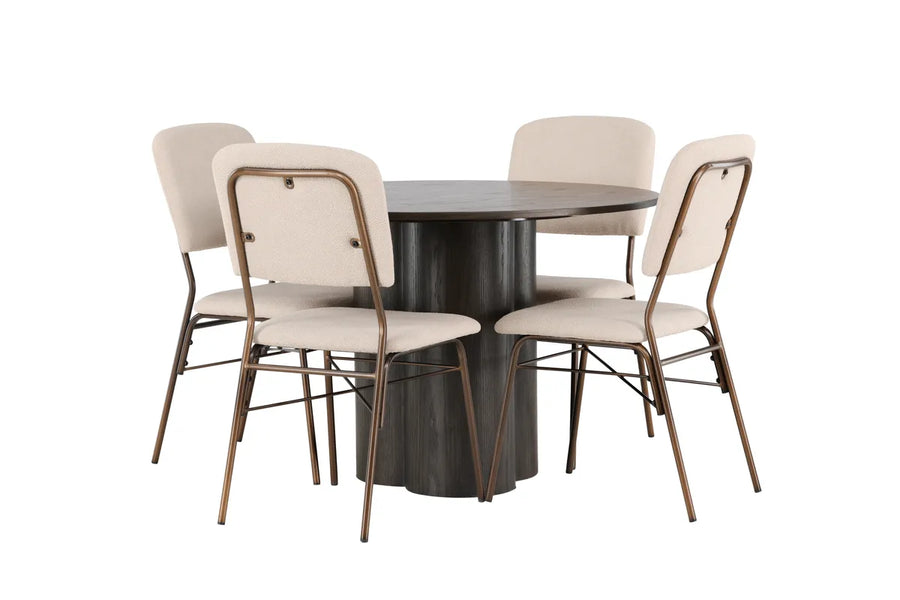 Spisegruppe Olivia & Seda ⌀110 2-pakk – mokka og beige
