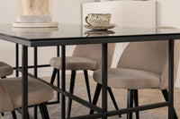 Spisegruppe rektangulær 200 x 90 + spisestol 2-pakk – svart og beige