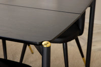 Spisegruppe Pelle & Velvet rektangulær 190 x 90 + 2-pakk spisestoler – svart