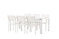 Spisebord Togo & Santorini 200 × 100 + Spisestol 2-pakk – hvit
