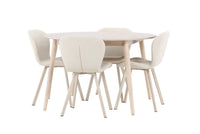 Spisegruppe Rund ⌀120 2-pakk – hvitkalket og beige