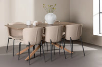 Spisestol Modesto & Piazza 2-pakk + Spisebord rektangulært 180 x 90 – beige og mocca