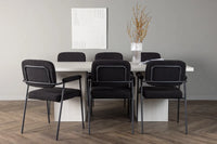 Spisestol Yesterday & Olga 2-pakk – svart + Spisebord rektangulært 200 x 90 – hvit