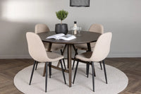 Spisegruppe Kaseidon & Polar Rund ⌀100 + 2-pakk spisestoler – mørkbrun og beige