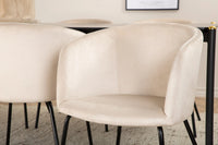 Spisestol Berit & Pelle + rektangulært spisebord 190 x 90 – beige og svart