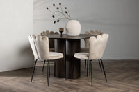 Spisestol Limhamn & Olivia 2-pakk – beige + spisebord rundt ⌀110 – mocca