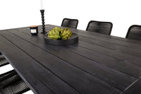 Spisegruppe Rives & Lindos rektangulært 200 × 100 + spisestol 2-pakk – svart
