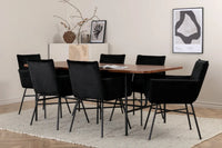 Spisestol Petra & Uno + Rektangulært spisebord 200 x 90 – svart og natur