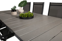 Spisebord Levels & Break 229 × 100 + posisjonsstoler 2-pakk – svart