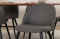 Spisegruppe Uno & Velvet 200 x 90 + spisestol 2-pakk – natur og grå