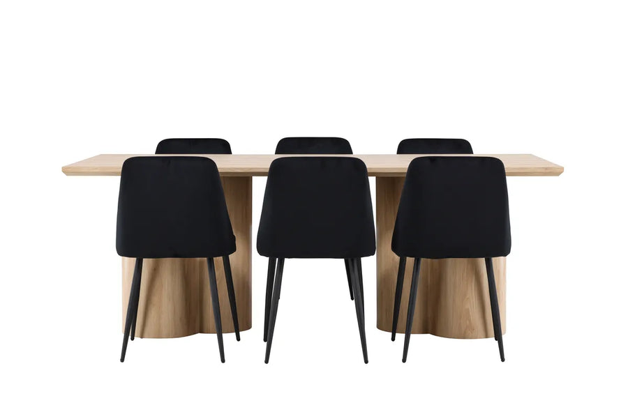 Spisegruppe 2-pakk 210 x 100 – svart og natur