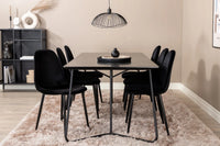 Spisegruppe Petra & Polar 190 x 90 + spisestol 2-pakk – svart