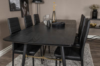 Spisegruppe Gold & Slim 180 x 85 + 2-pakk spisestoler – svart