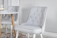 Spisestol Velvet Deluxe & Plaza 2-pakk + Spisebord rundt ⌀100 – lys grå og hvit