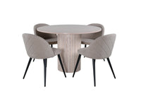 Spisegruppe Bianca & Velvet rund ⌀110 + 2-pakk spisestoler – whitewash og beige