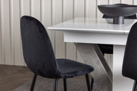 Spisestol Polar & Disa 2-pakk – svart + Spisebord rektangulært 120 x 80 – hvit