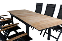 Posisjonsstol Panama & Mexico 2-pakk + Spisebord rektangulært 180 x 90 – svart og natur
