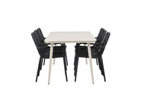 Spisegruppe Lina & Peking 200 x 90 + spisestol 2-pakk – beige og svart
