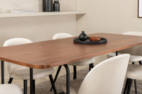 Spisebord Uno & Velvet rektangulært 200 x 90 + spisestol 2-pakk – natur og fløte