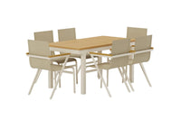 Spisegruppe Mexico & Panama 6-pakk 160 x 90 – beige og natur