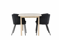 Spisestol Berit & Andy + Ovalt spisebord 180 x 90 – svart og whitewash