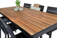 Spisestol 2-pakk – svart + Rektangulært spisebord 205 x 90 – natur