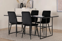 Spisebord rektangulært 200 x 90 + spisestol 2-pakk – svart
