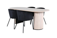 Spisegruppe Berit & Bianca oval 200 x 90 – svart og hvitvasket