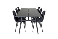Spisegruppe Sleek & Polar rektangulær 195 x 95 + 2-pakk spisestoler – svart