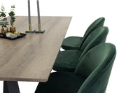 Spisestol Velvet & Marina 2-pakk + rektangulært spisebord 180 x 90 – grønn og natur
