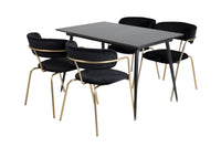 Spisestol Arrow & Silar 2-pakk + Rektangulært spisebord 120 x 80 – svart