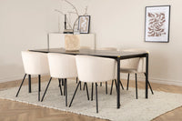Spisestol Berit & Pelle + rektangulært spisebord 190 x 90 – beige og svart