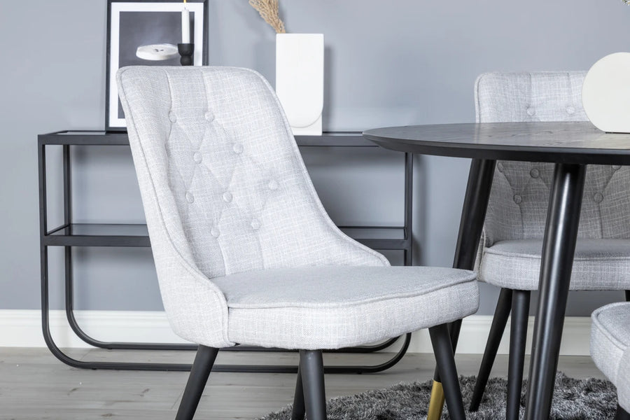 Spisegruppe Dipp & Velvet Deluxe Rund ⌀115 2-pakk – svart og grå