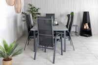 Spisegruppe Levels & Copacabana 160 x 100 + reklinerstol 2-pakk – svart