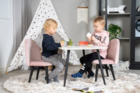 Barnestol Velvet & Polar + barnebord 50 x 80 x 60 – rosa