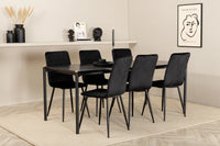 Spisegruppe rektangulær Pelle & Windu 190 x 90 + spisestol 2-pakk – svart