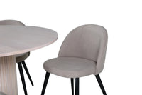 Spisegruppe Bianca & Velvet rund ⌀110 + 2-pakk spisestoler – whitewash og beige