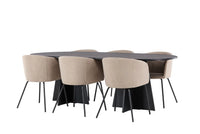 Spisegruppe Berit & Bootcut + Ovalt 230 x 115 – beige og svart