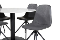 Spisegruppe Polar & Estelle 2-pakk + Rundt spisebord ⌀106 – svart og hvit
