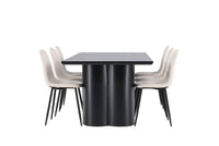 Spisestol Polar & Olivia 2-pakk + rektangulært spisebord 210 x 100 – beige og svart