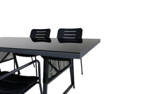 Spisestol Nicke & Dallas 2-pakk + Rektangulært spisebord 193 x 90 – svart