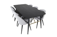 Spisegruppe Gold & Velvet 180 x 85 – svart og lys grå