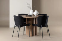 Spisestol Modesto & Olivia 2-pakk – svart + Spisebord rundt ⌀110 – brun