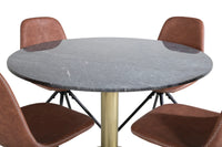 Spisestol Polar & Estelle 2-pakk + Spisebord rundt ⌀106 – brun og mørk grå